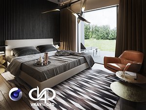 Bedroom Interior Scene for Cinema 4D and Vray