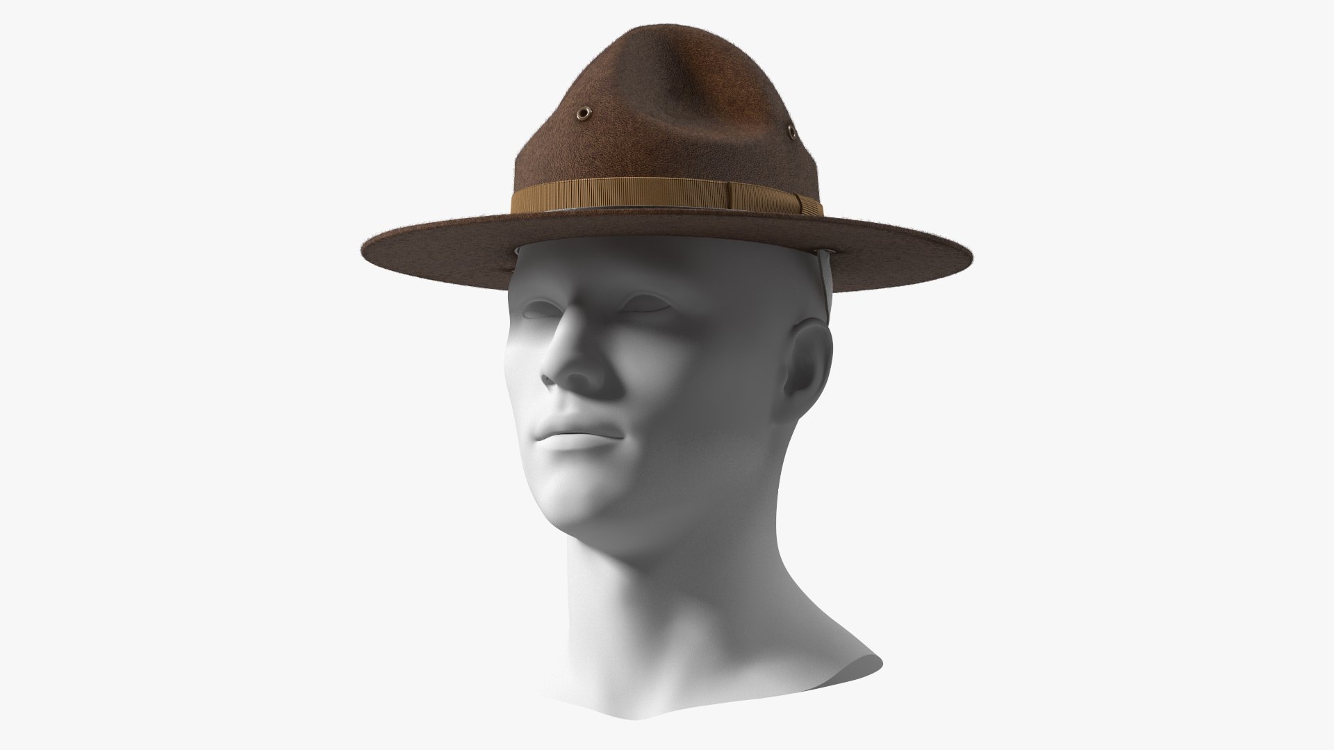 TingTingo Military Campaign Hat Brown on Mannequin Fur 3D model preview