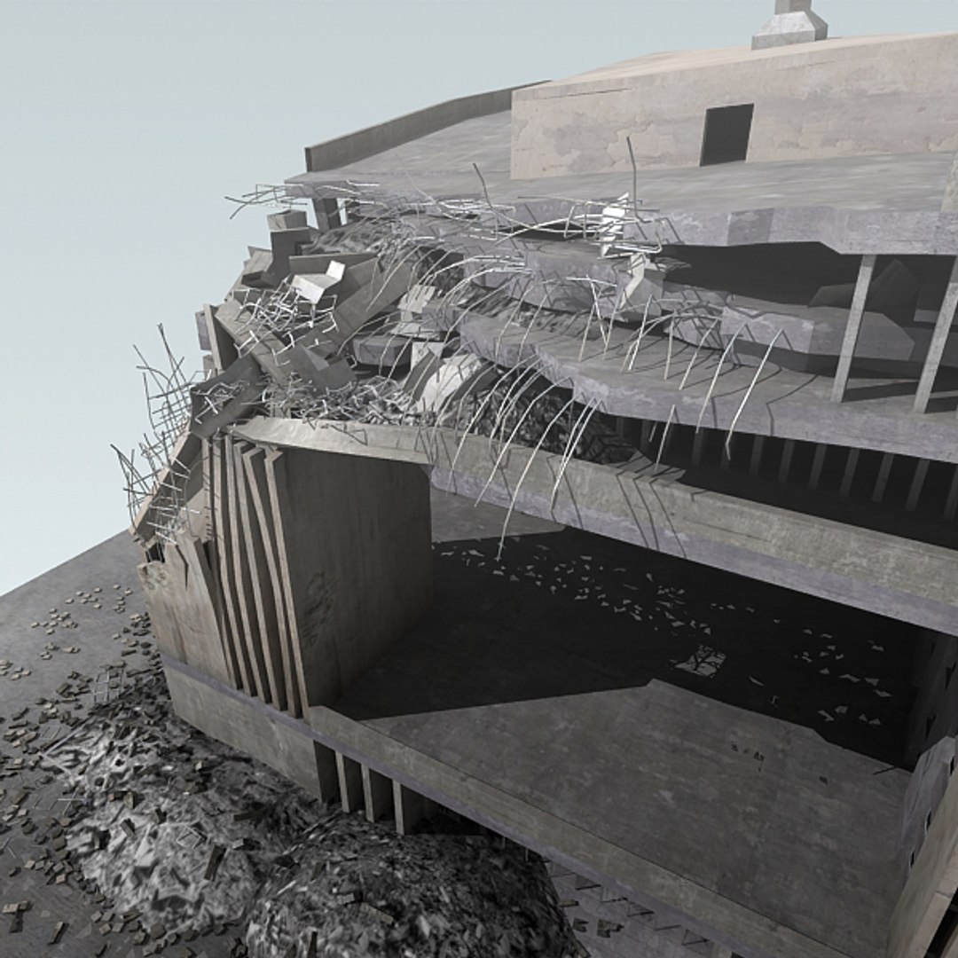 destroyed building 3d c4d