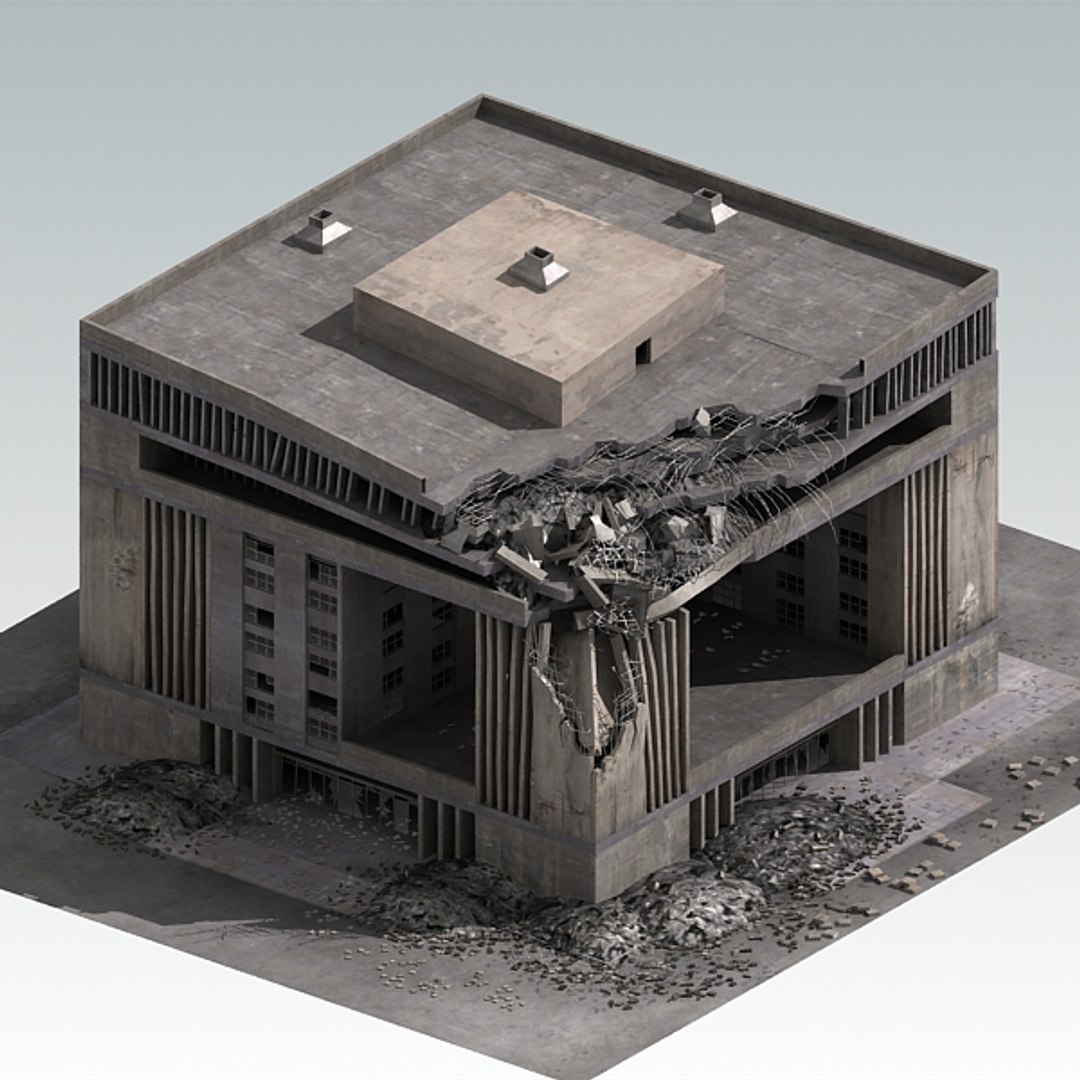 destroyed building 3d c4d