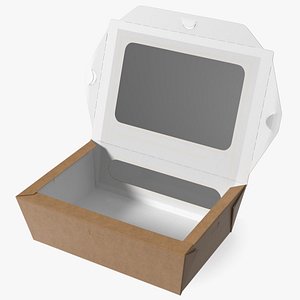 Opened Kraft Food Box with Window Large 3D model