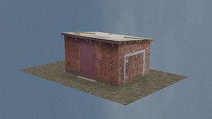 Low Poly Russian Garage brick  building