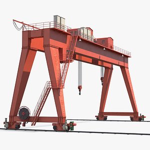 Double Girder Gantry Crane with Rails Red