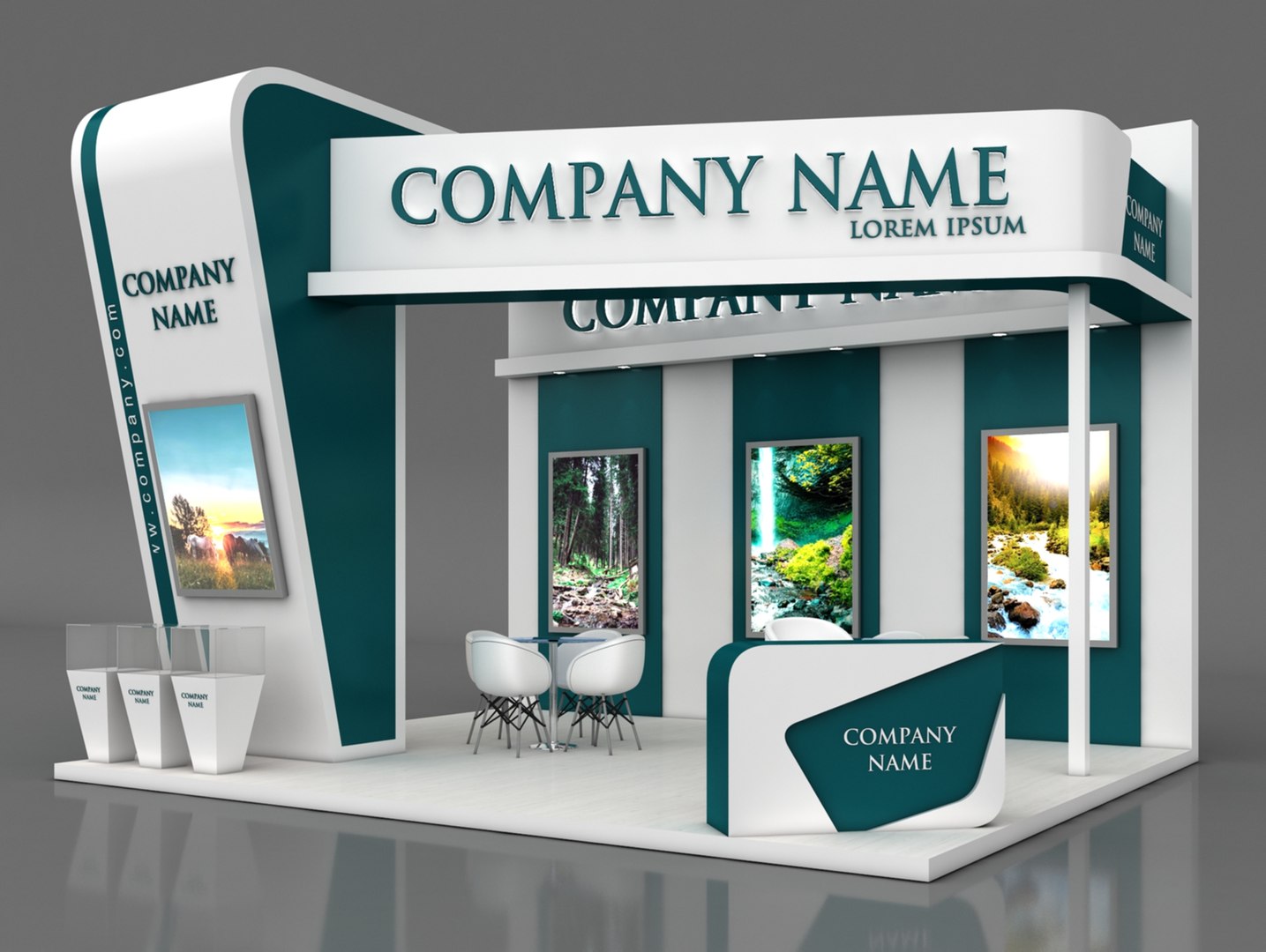 Modelo 3d Booth Exhibition Stand Stall 5X6m Height 450 Cm 3 Side Open ...