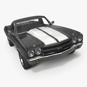 1970 Chevrolet El Camino SS Black 3D model