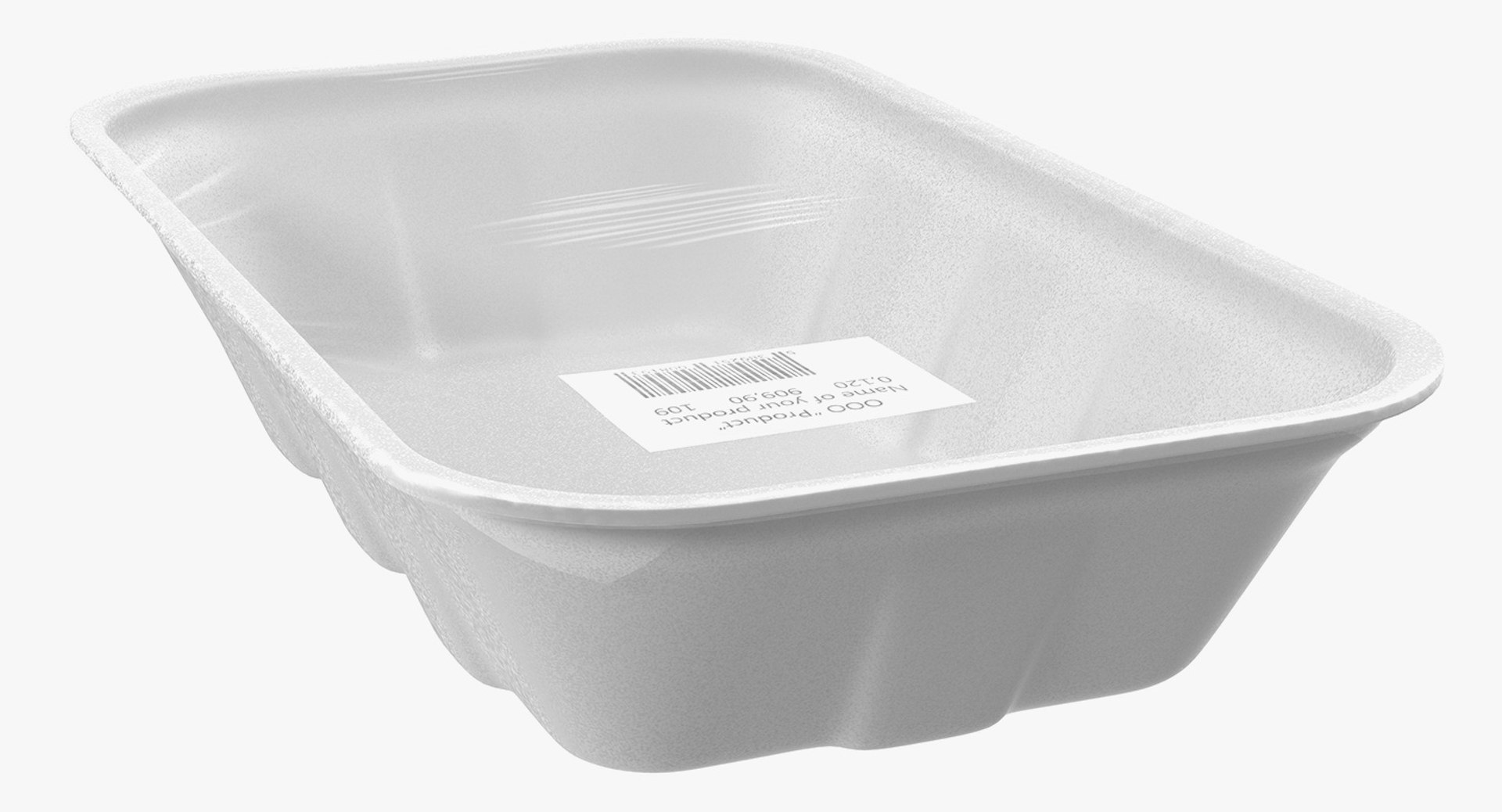 Wrapped White Styrofoam Food Tray 3D Model 3D model preview