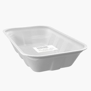 Wrapped White Styrofoam Food Tray 3D Model