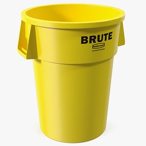 Rubbermaid Commercial Brute Vented Trash Yellow 3D model