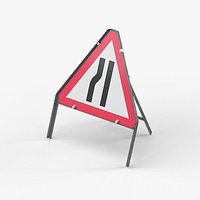 Road Narrows Left Triangular Road Sign