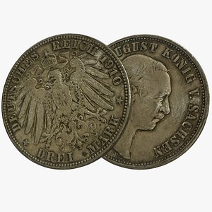 3D Silvercoin 3 Reichsmark Sachsen