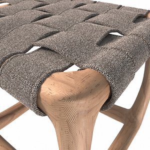 Wicker banquette with a wooden base 3D
