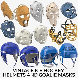3D vintage ice hockey helmets