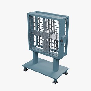 3D Industrial Floor Fan with Guarded Impeller model