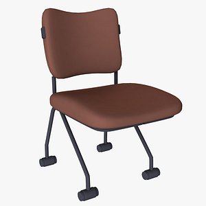 Caster Chair with Cushioned Upholstery 3D model