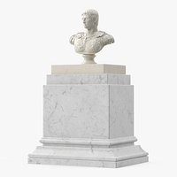 Roman Emperor Bust on Marble Pedestal