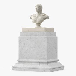 Roman Emperor Bust on Marble Pedestal