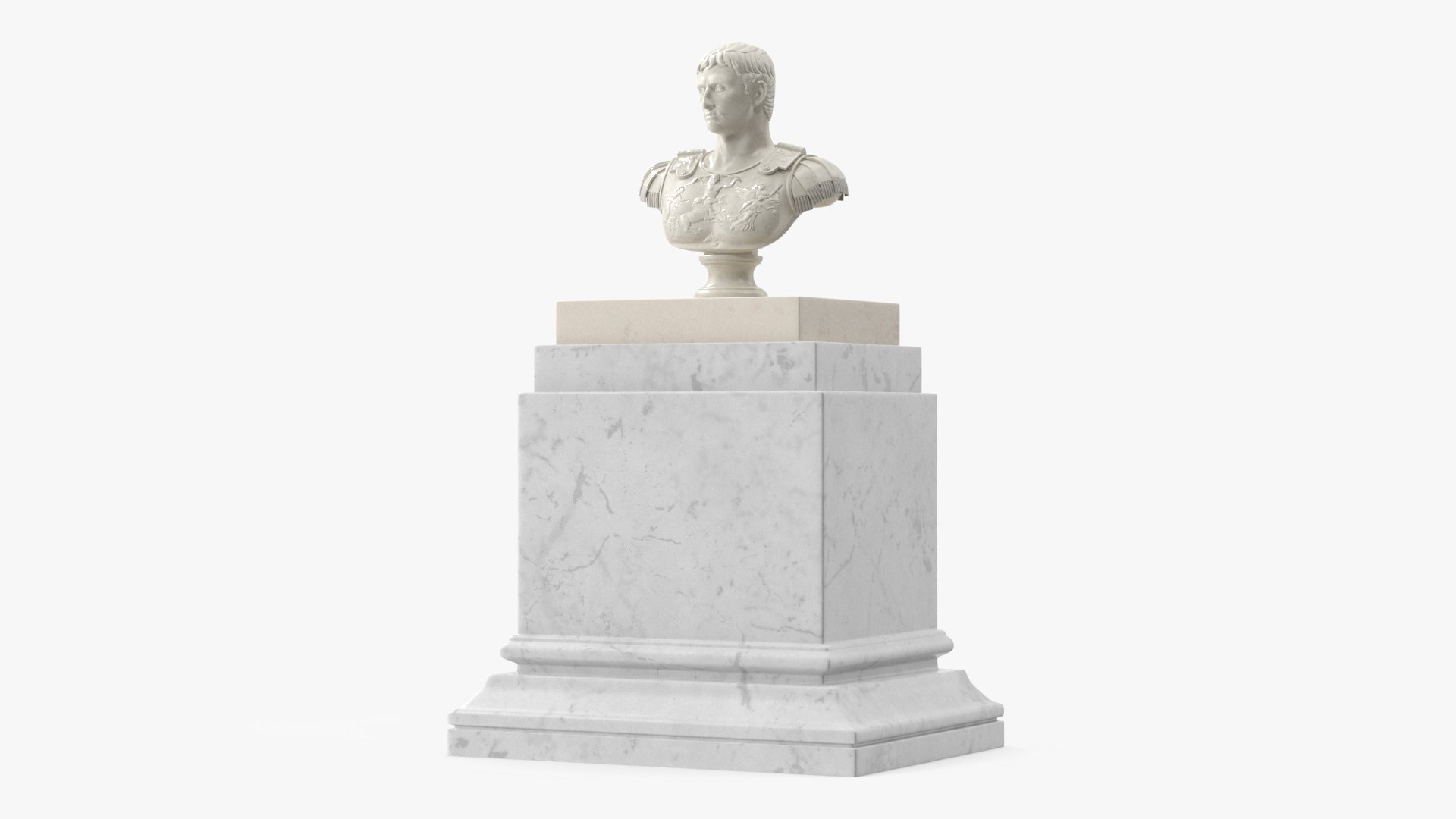 Roman Emperor Bust on Marble Pedestal 3D model preview