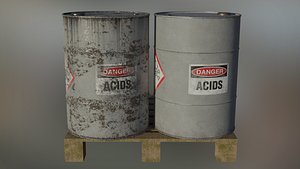Industrial Oil Storage Drums - White 3D