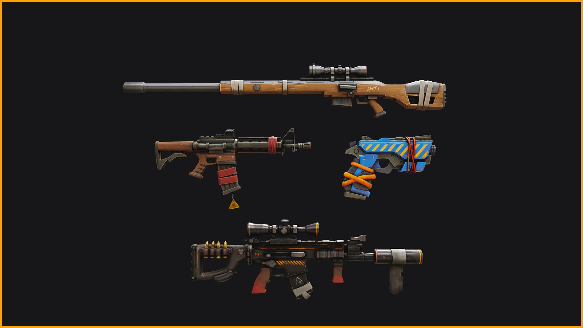 3D Super Weapons PBR Pack | Stylized Game-Ready Guns for Unity &amp; Unreal https://p.turbosquid.com/ts-thumb/0M/GuR8aZ/0X/1/jpg/1781336601/1920x1080/fit_q87/2ab40239d0eb9b11ca5f6c3e2b151fe2dce1c912/1.jpg