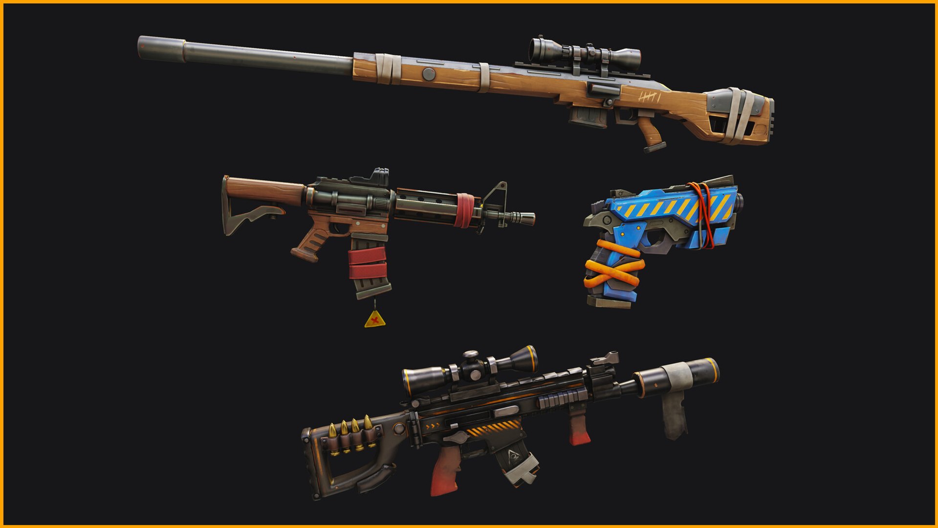 3D Super Weapons PBR Pack | Stylized Game-Ready Guns for Unity &amp; Unreal https://p.turbosquid.com/ts-thumb/0M/GuR8aZ/Fo/9/jpg/1781336607/1920x1080/fit_q87/784bfd5e15ce15cb3a3fcbad9f87a14be5392b0e/9.jpg