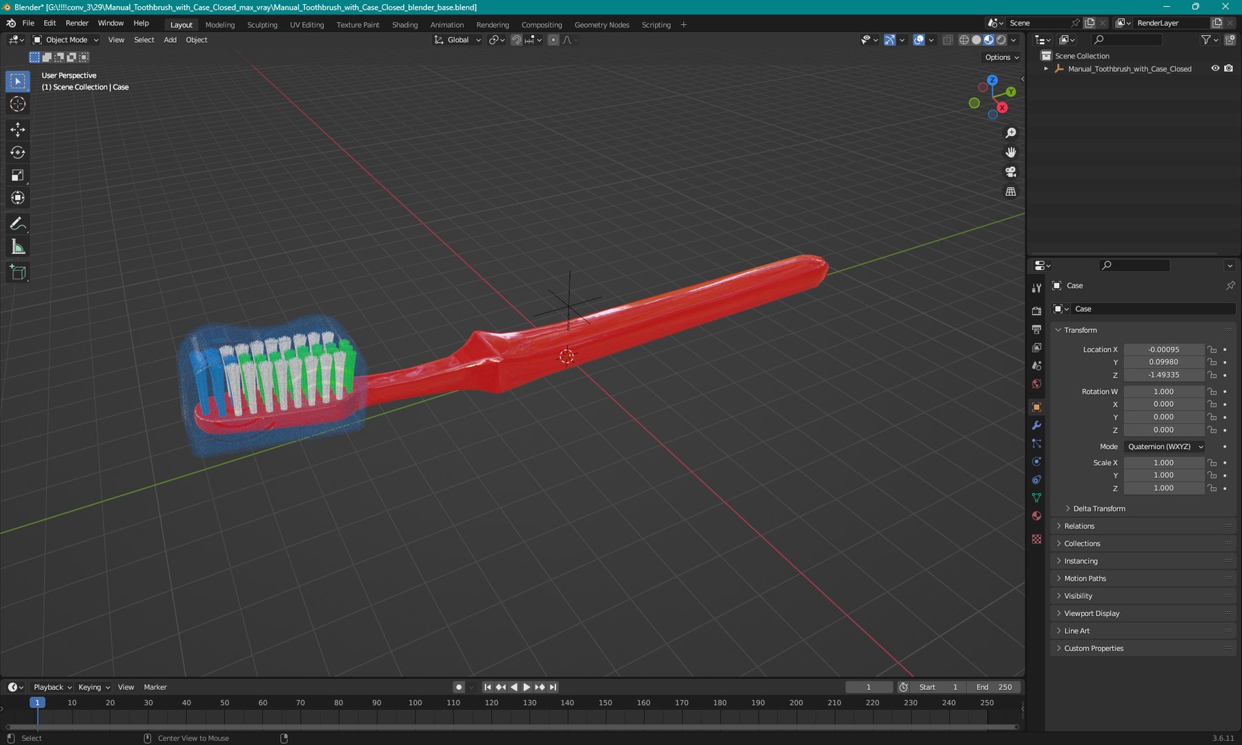 3D Model Manual Toothbrush With Case Closed - TurboSquid 2297359