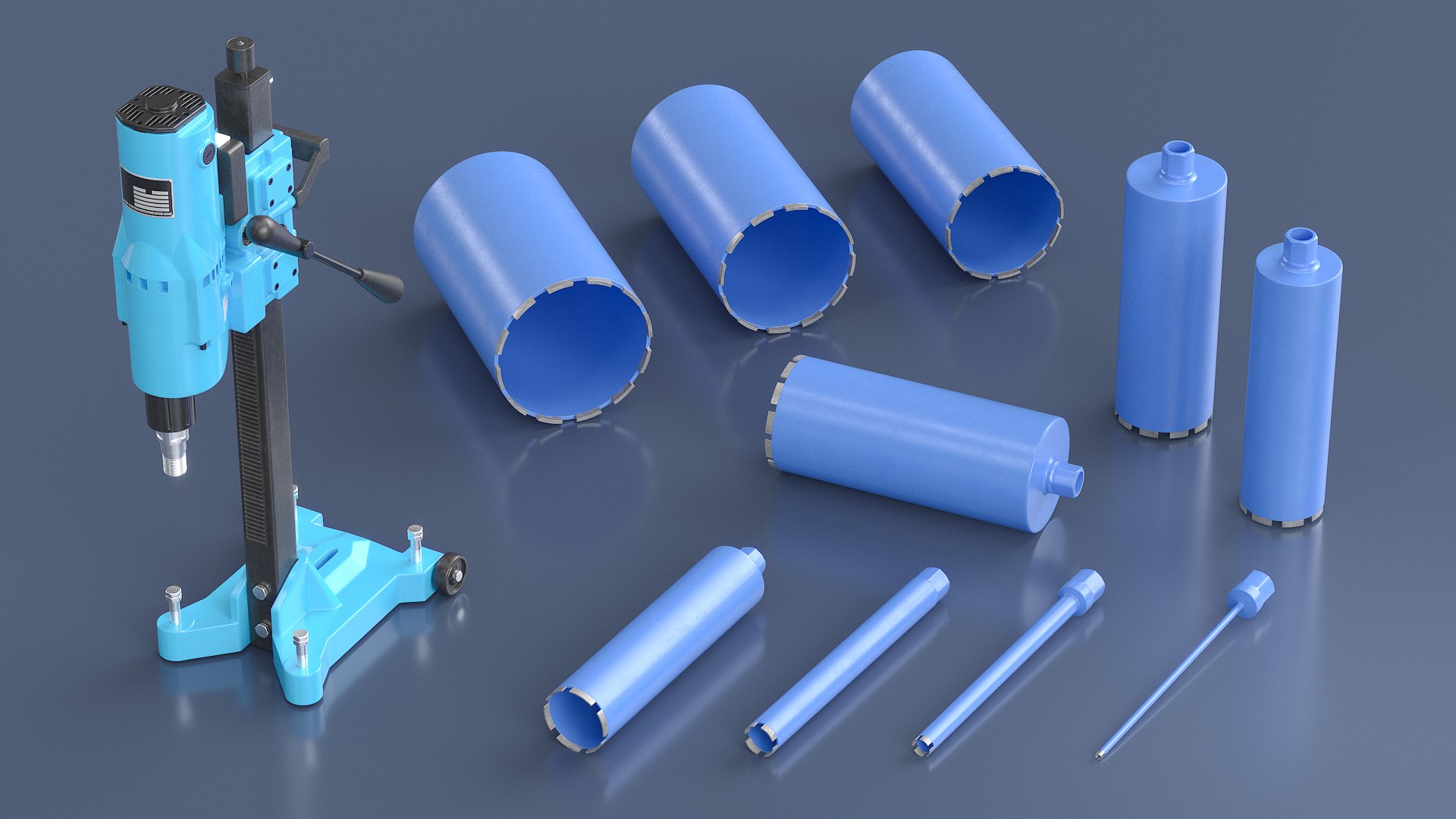 Concrete Core Drill Machine with Core Bit Set Blue 3D model https://p.turbosquid.com/ts-thumb/0M/VrQe7u/2w/concrete_core_drill_machine_with_core_bit_set_blue_004/jpg/1769991551/1920x1080/fit_q87/ad841cb4c68d6b0d7c7de403aba48c2f23766e75/concrete_core_drill_machine_with_core_bit_set_blue_004.jpg