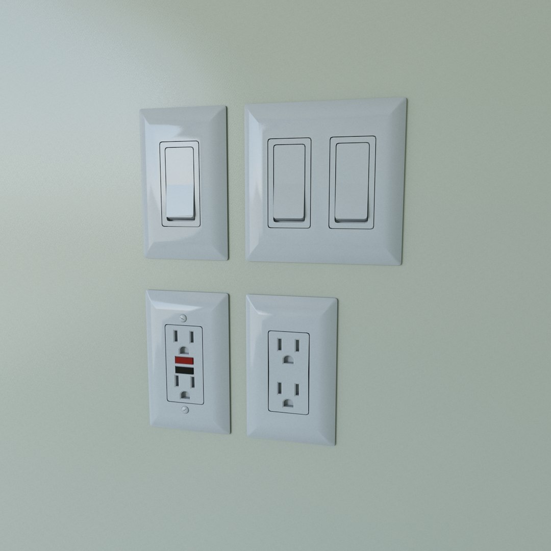 US Electrical Outlet and Light Switches | 3D model