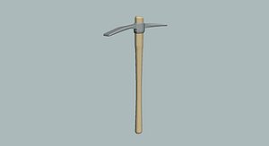 low poly cartoon pickaxe 3D model