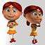 Rigged Cartoon Kid 02 Redhead Girl