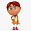 Rigged Cartoon Kid 02 Redhead Girl