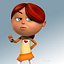 Rigged Cartoon Kid 02 Redhead Girl