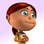 Rigged Cartoon Kid 02 Redhead Girl