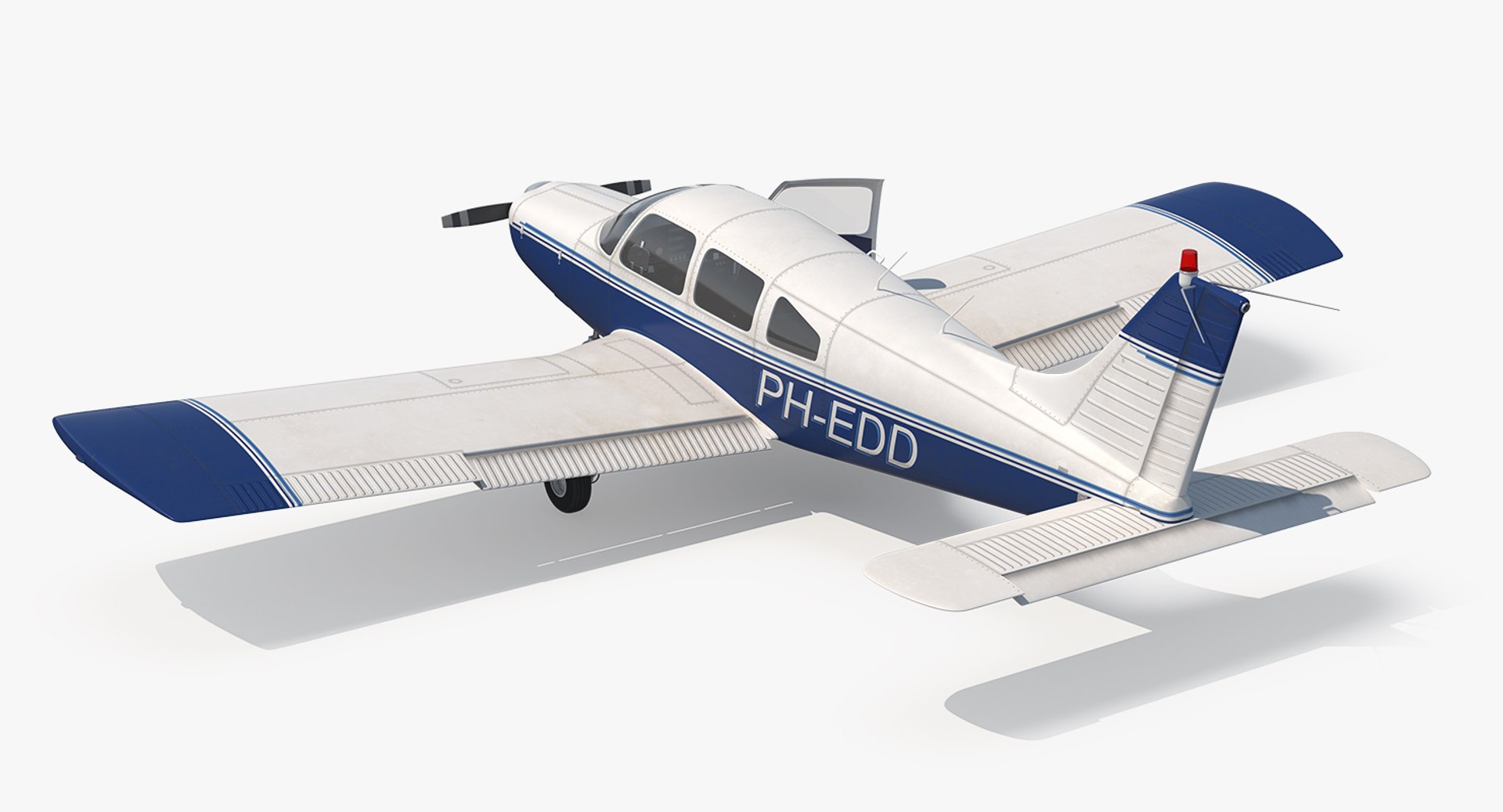 Light Aircraft Piper PA-28-161 Cherokee Rigged 3D Model 3D model preview