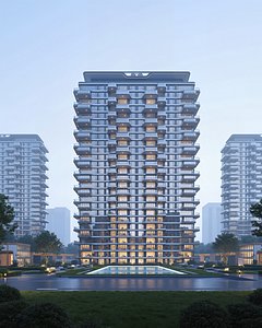 Staggered Box Balcony Fourth Gen Luxury High-Rise Pool Courtyard