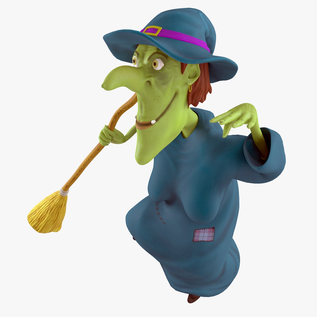 3d cartoon witch rigged