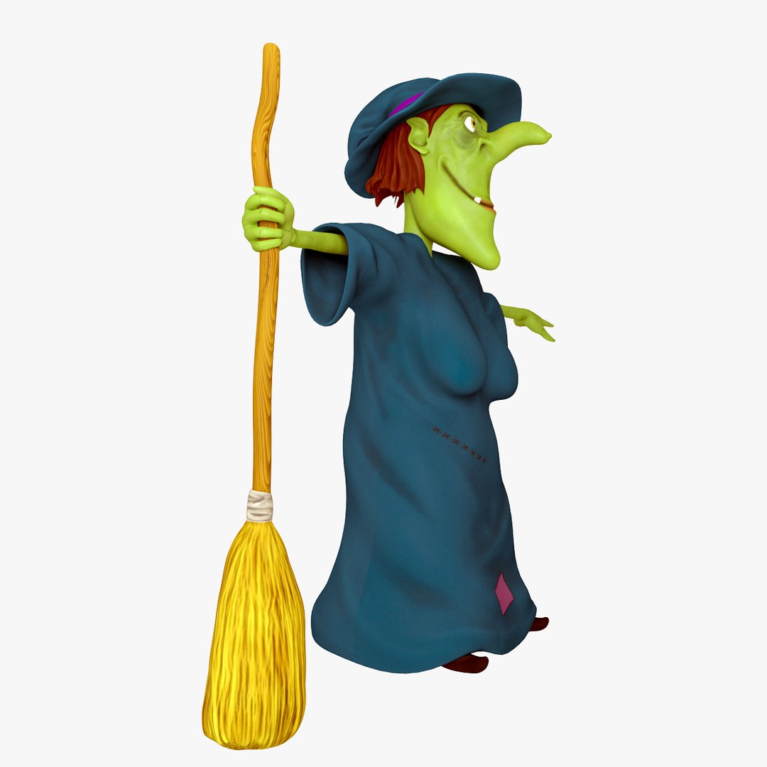 3d cartoon witch rigged