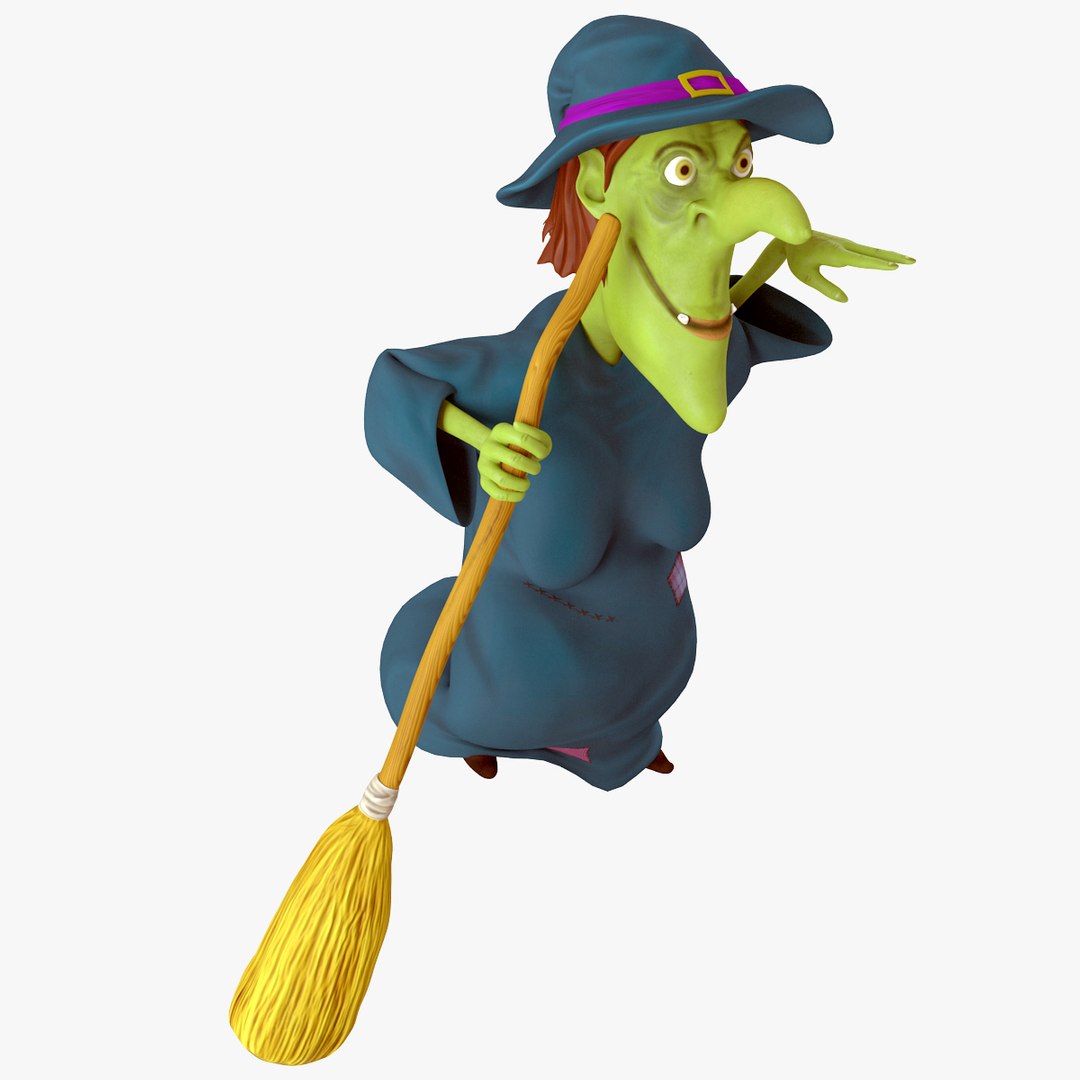 3d cartoon witch rigged