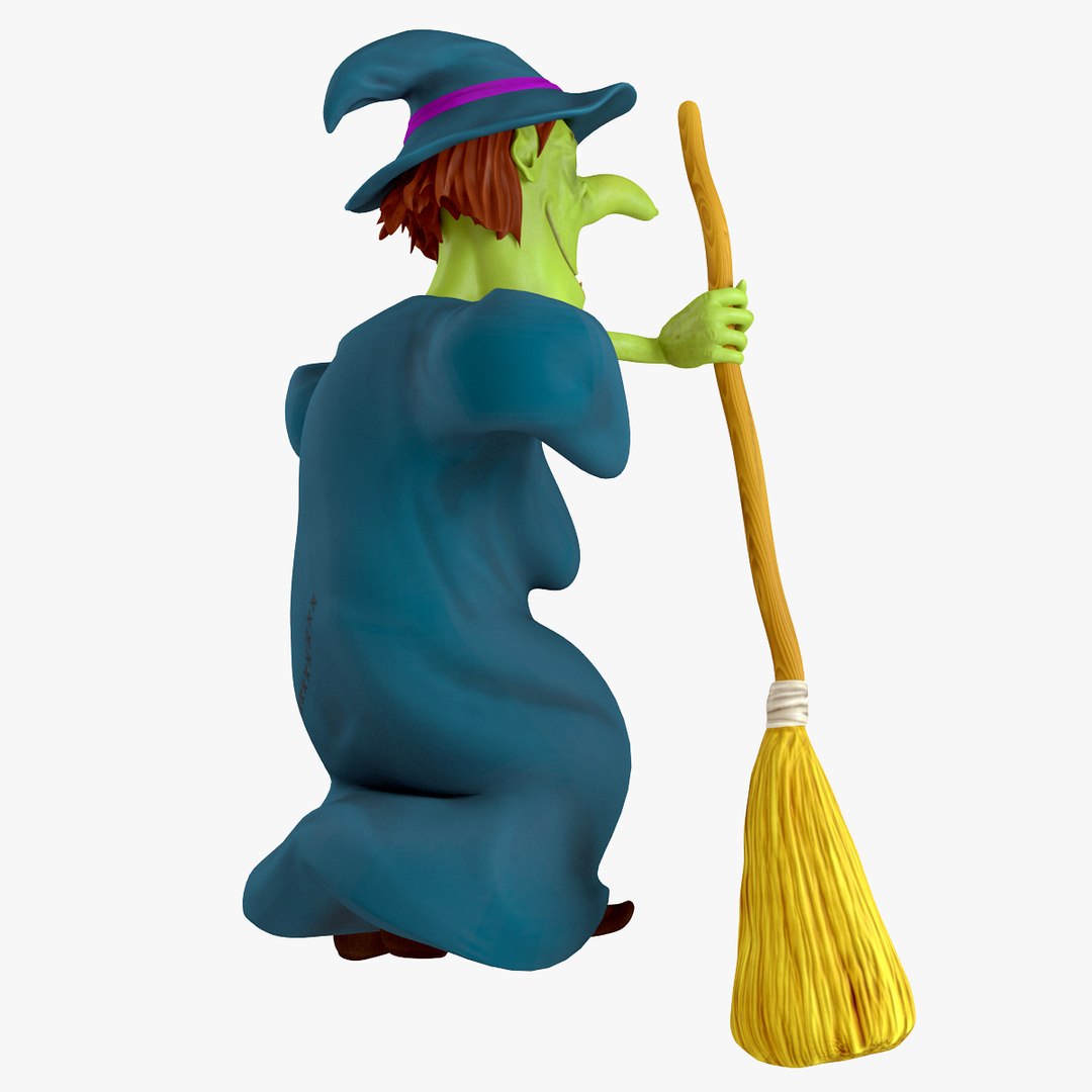 3d cartoon witch rigged