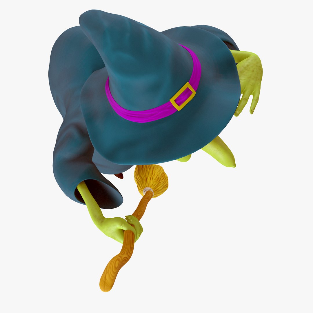 3d cartoon witch rigged