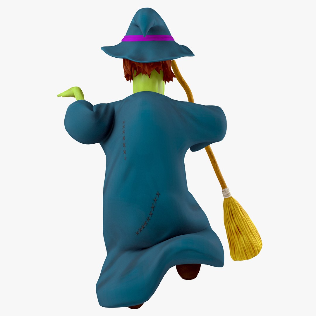 3d cartoon witch rigged