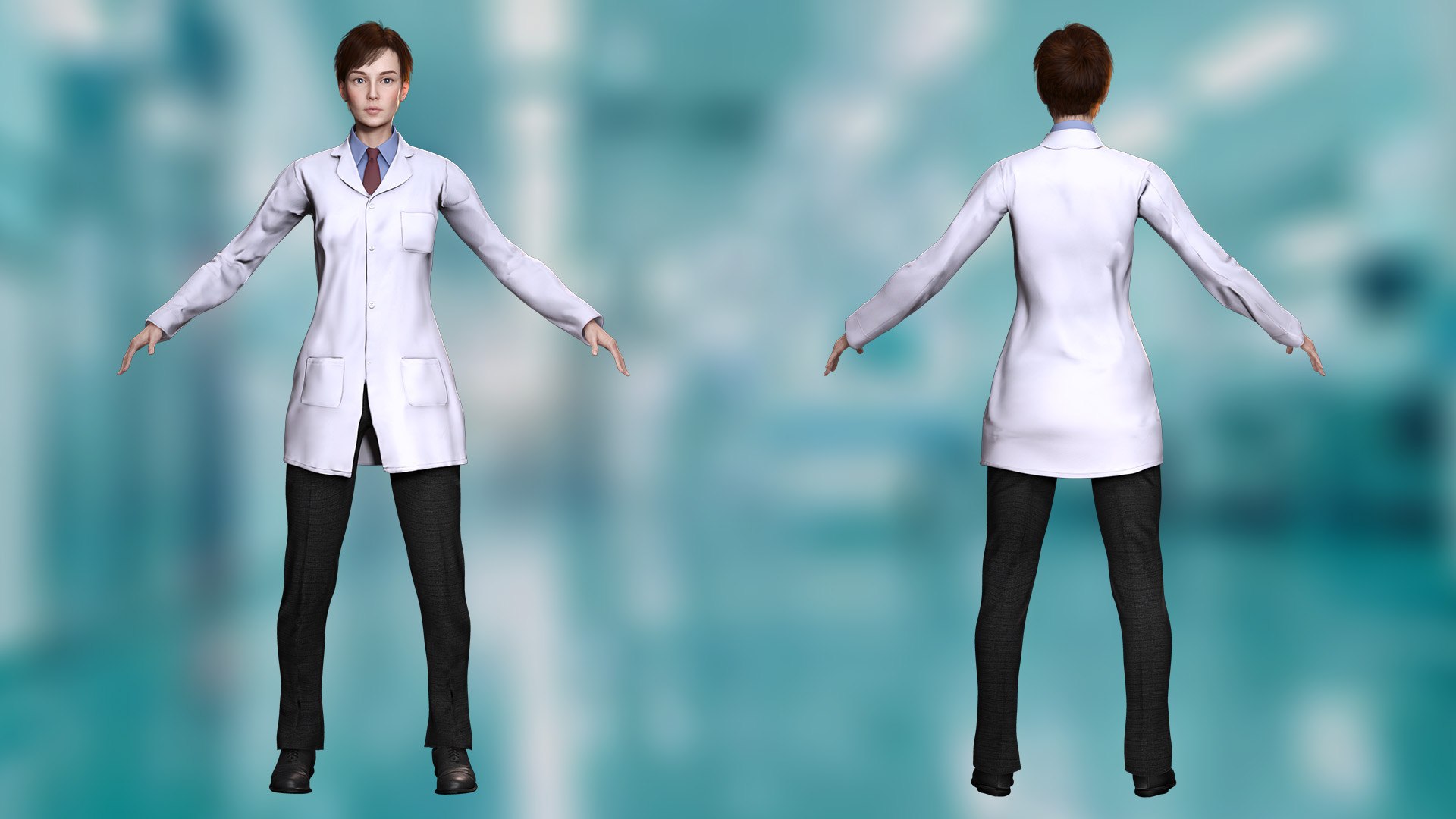 Female Doctor Scientist Teacher 3D Model Rigged Game Ready 3D ...