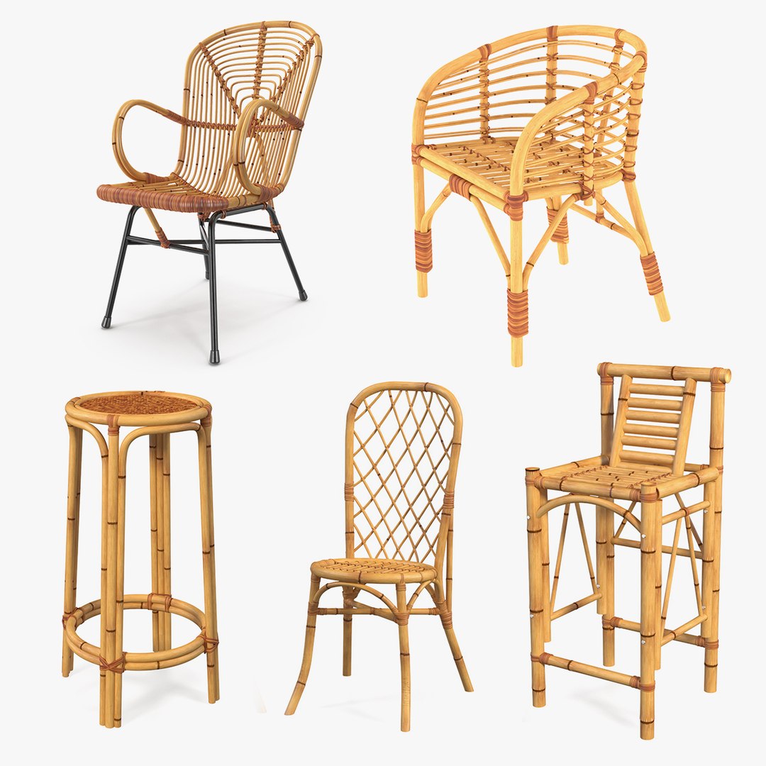 Bamboo Chairs Collection 2 3D model preview