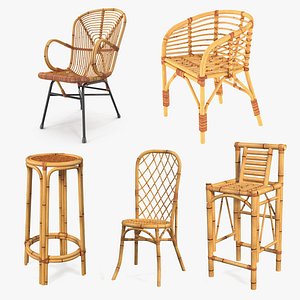 3D Bamboo Chairs Collection 2 model