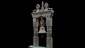 3D scanned carved bell with 3 LOD - Nepal Heritage model