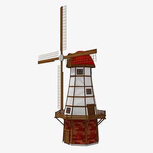 3D model cartoon medieval windmill