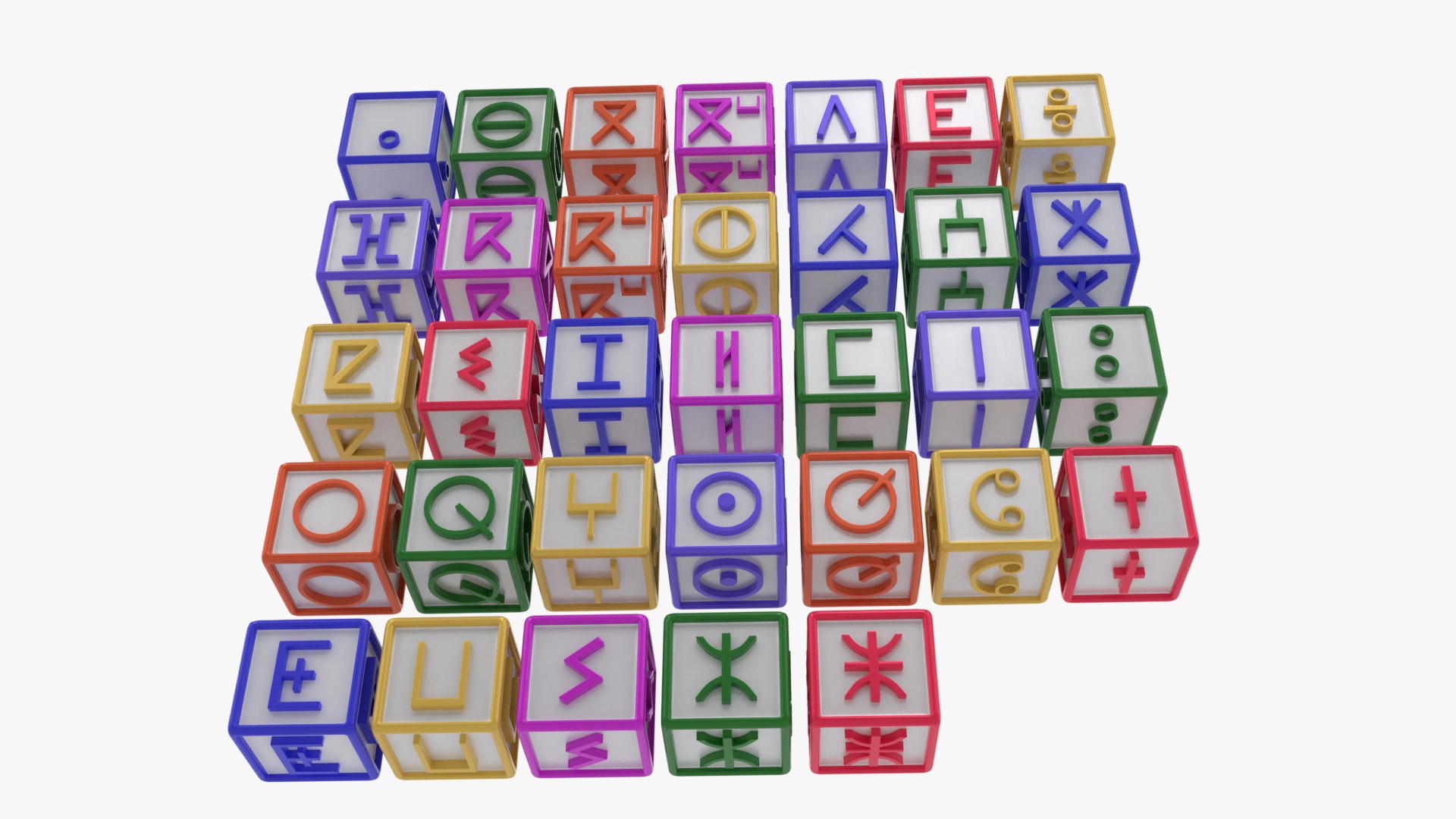 Tifinagh Alphabet Cubes 3D model https://p.turbosquid.com/ts-thumb/0N/MtmDjQ/Od/tifinaghalphabet_01/png/1732040679/1920x1080/fit_q87/e1bf3f65c265eec5861d6649ab2eb49a59362cf4/tifinaghalphabet_01.jpg