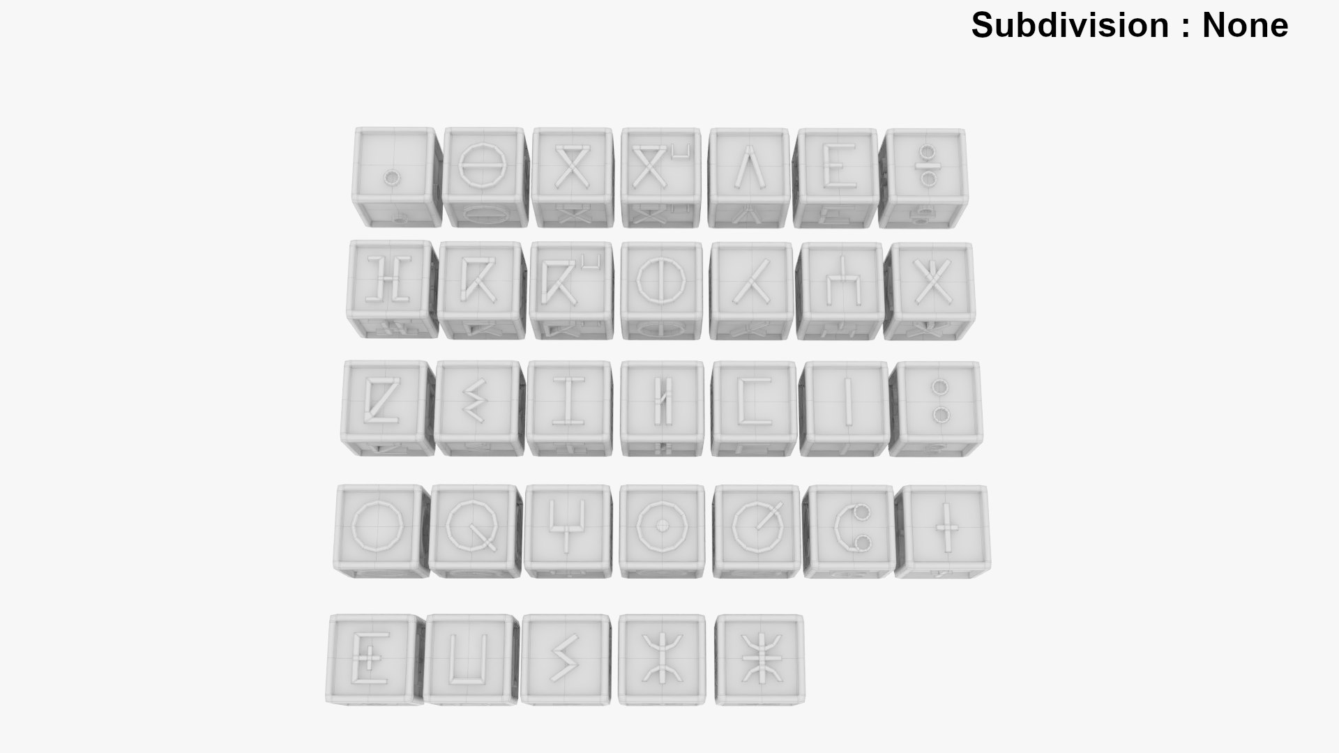 Tifinagh Alphabet Cubes 3D model https://p.turbosquid.com/ts-thumb/0N/MtmDjQ/qA/tifinaghalphabet_w00/png/1732040715/1920x1080/fit_q87/3338ed3ad5ff50482dd71bb4c4e303203463aa92/tifinaghalphabet_w00.jpg