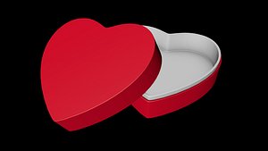 one red gift box in heart shape isolated on white background