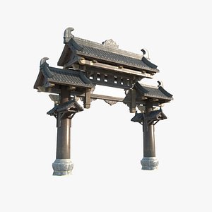 Torii archway of ancient Asian architecture