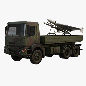 Military Transport Truck with Drone Launcher Geran-2 White
